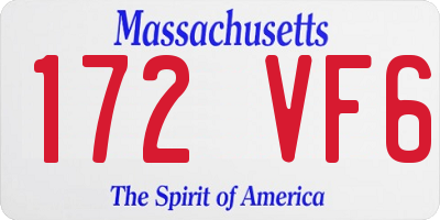 MA license plate 172VF6