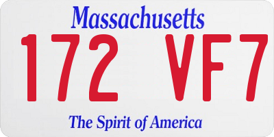 MA license plate 172VF7