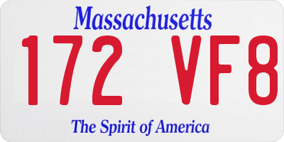 MA license plate 172VF8