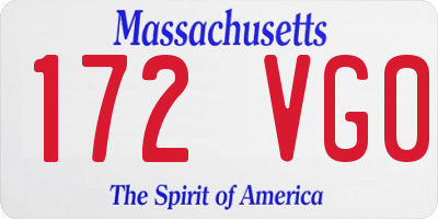 MA license plate 172VG0