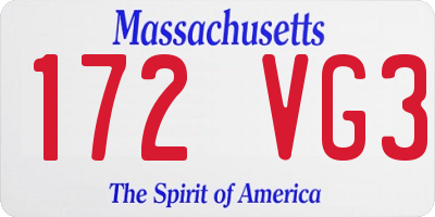 MA license plate 172VG3