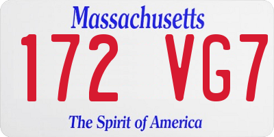 MA license plate 172VG7