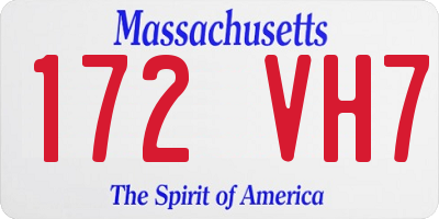 MA license plate 172VH7