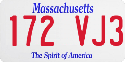 MA license plate 172VJ3