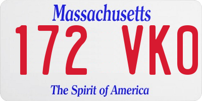 MA license plate 172VK0