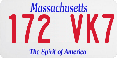 MA license plate 172VK7