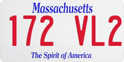 MA license plate 172VL2