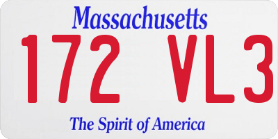 MA license plate 172VL3