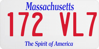 MA license plate 172VL7