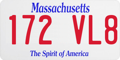 MA license plate 172VL8