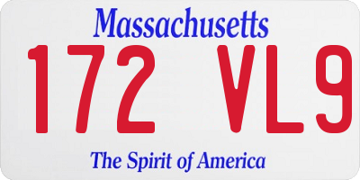 MA license plate 172VL9