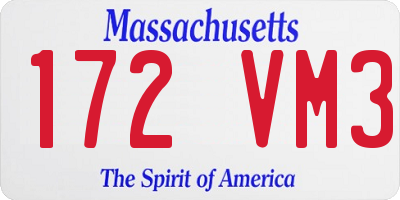 MA license plate 172VM3