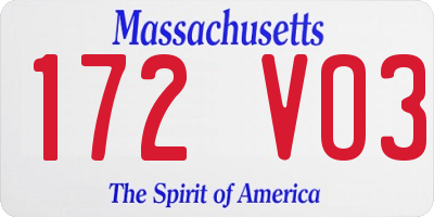 MA license plate 172VO3