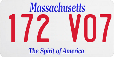 MA license plate 172VO7