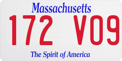 MA license plate 172VO9