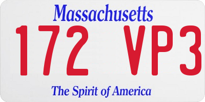 MA license plate 172VP3