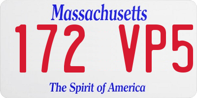 MA license plate 172VP5