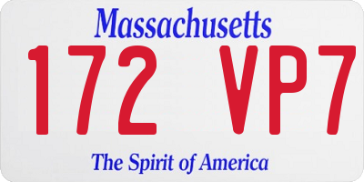 MA license plate 172VP7