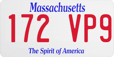 MA license plate 172VP9