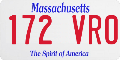 MA license plate 172VR0