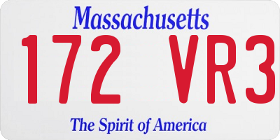 MA license plate 172VR3