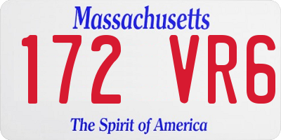 MA license plate 172VR6