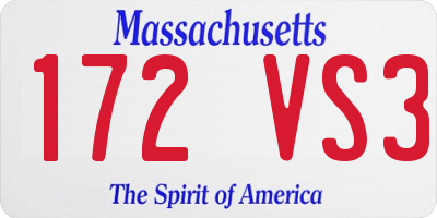 MA license plate 172VS3