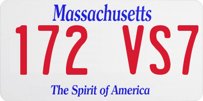 MA license plate 172VS7
