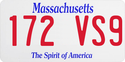 MA license plate 172VS9