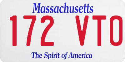 MA license plate 172VT0