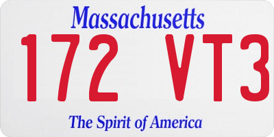 MA license plate 172VT3