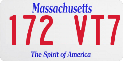 MA license plate 172VT7