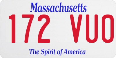 MA license plate 172VU0
