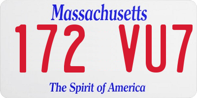 MA license plate 172VU7