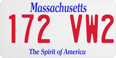 MA license plate 172VW2