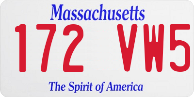 MA license plate 172VW5