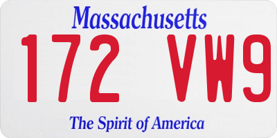 MA license plate 172VW9
