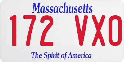 MA license plate 172VX0