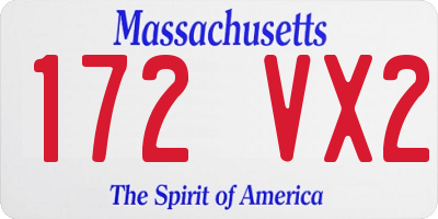 MA license plate 172VX2