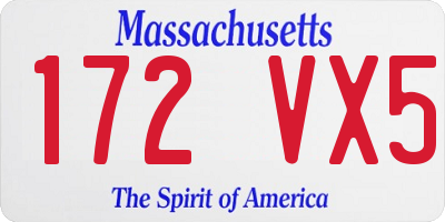 MA license plate 172VX5