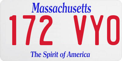 MA license plate 172VY0