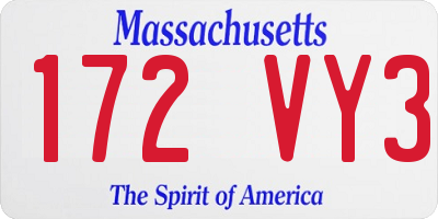 MA license plate 172VY3