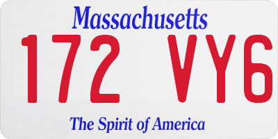 MA license plate 172VY6