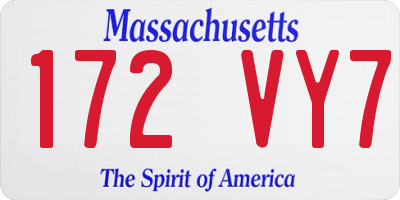 MA license plate 172VY7