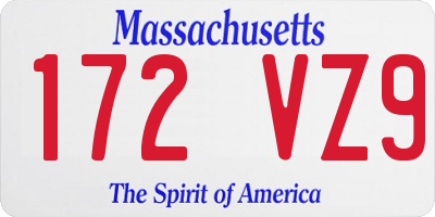 MA license plate 172VZ9