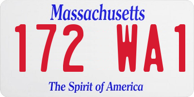 MA license plate 172WA1