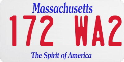 MA license plate 172WA2
