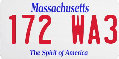 MA license plate 172WA3