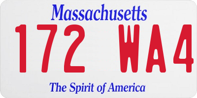 MA license plate 172WA4