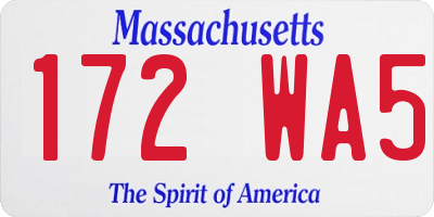 MA license plate 172WA5